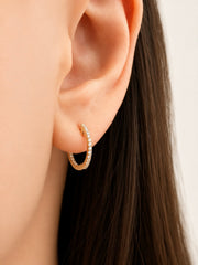 14mm Natural Diamond Inside-Out Huggie Hoop Earrings | Solid 18K Gold