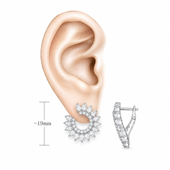 Natural Diamond Sunburst Front-Facing Hoop Earrings in 18K White Gold (2.60 CTW)