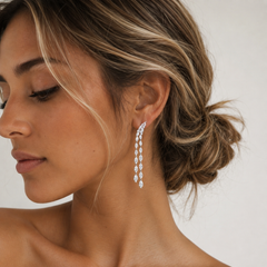 2.94 Carat Natural Marquise Diamond Drop Earrings in 18K White Gold