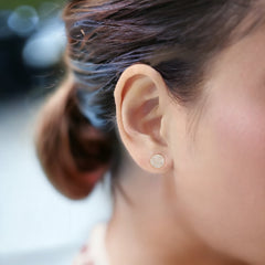 18K Yellow Gold Natural Diamond Pave Disc Stud Earrings - 8mm