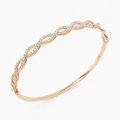 18K Rose Gold Twisted Diamond Bangle (Natural Diamonds)