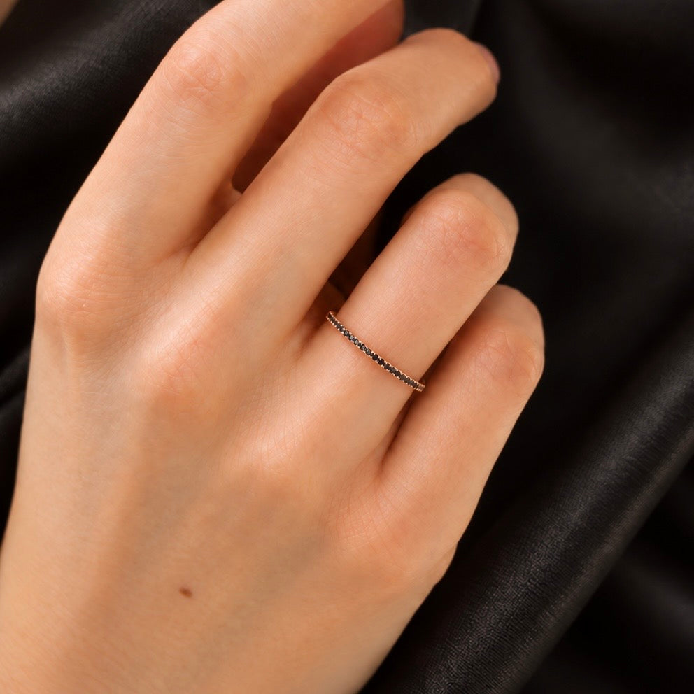 18K Gold Black Diamond Micro-Pavé Full Eternity Band