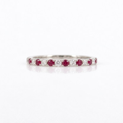 Natural Ruby & Diamond Eternity Band in 18K Gold – 1.6mm