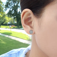 18K Yellow Gold Natural Diamond Pave Disc Stud Earrings - 8mm