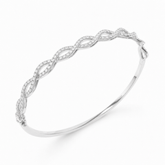 18K White Gold Interlocking Infinity Diamond Bangle Bracelet (Natural
Diamonds)