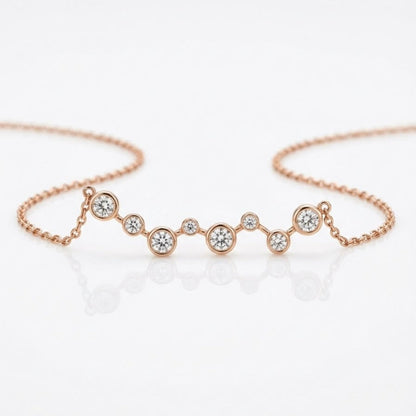 14K Rose Gold Graduated Bezel-Set Natural Diamond Necklace – 0.40 CTW