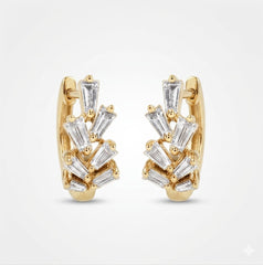 Diamond Baguette Huggie Earrings