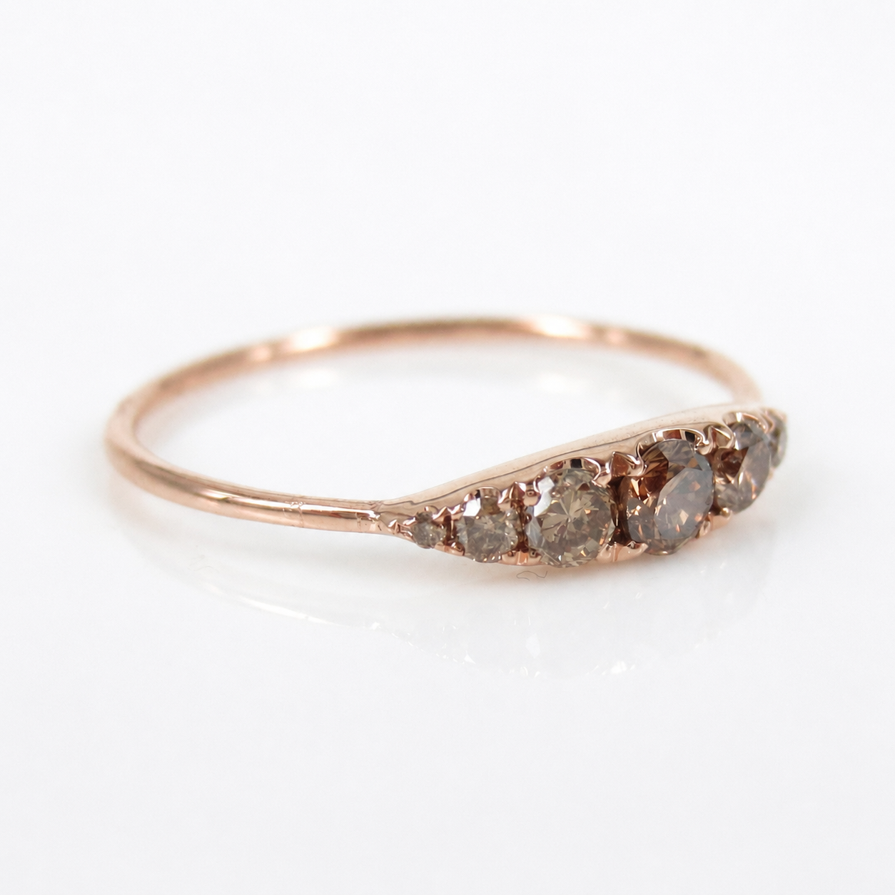 The Arc Champagne Diamond Ring | Solid 14K or 18K Gold Scalloped Band