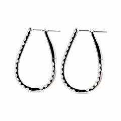 Natural Diamond 18K White Gold 0.85ctw Inside-Out Teardrop Hoop Earrings