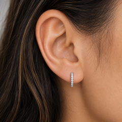 Natural Diamond 12mm Huggie Hoop Earrings | 14K or 18K Solid Gold | G/VS Diamonds