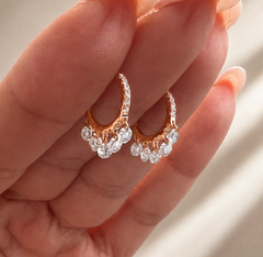 12mm Natural Diamond Floating Dangle Huggie Earrings | Solid 18K Gold