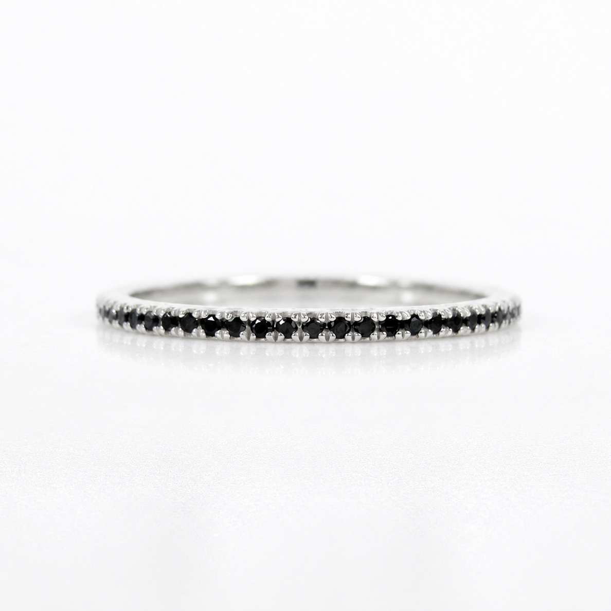 18K White Gold Black Diamond Micro-Pavé Full Eternity Band