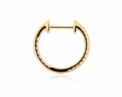 14mm Natural Diamond Inside-Out Huggie Hoop Earrings | Solid 18K Gold