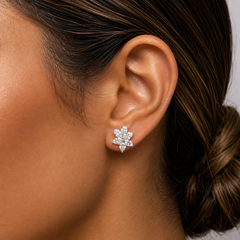 2.31 CTW Natural Pear Diamond Cluster Earrings in 18K White Gold