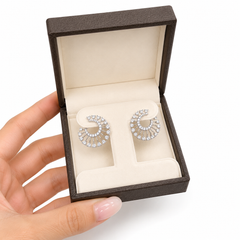 Natural Diamond Sunburst Hoop Earrings | 2.03 CTW | 18K White Gold