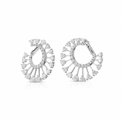 Natural Diamond Sunburst Hoop Earrings | 2.03 CTW | 18K White Gold