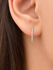 14mm Natural Diamond Inside-Out Huggie Hoop Earrings | Solid 18K Gold