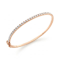 18K White Gold Natural Diamond Hinged Bangle Bracelet / Oval Shaped Diamond Bangle