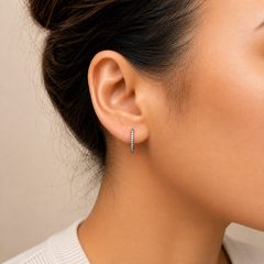 14mm Natural Diamond Inside-Out Huggie Hoop Earrings | Solid 18K Gold | Black Ruthenium Finish