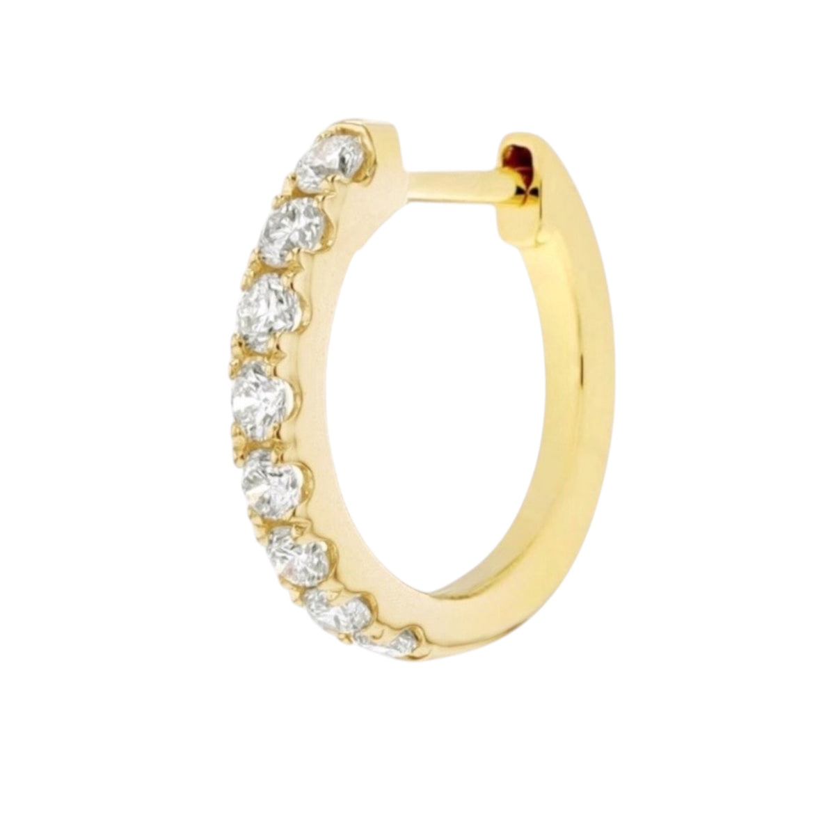 Natural Diamond 12mm Huggie Hoop Earrings | 14K or 18K Solid Gold | G/VS Diamonds
