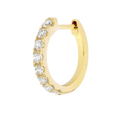 Natural Diamond 12mm Huggie Hoop Earrings | 14K or 18K Solid Gold | G/VS Diamonds