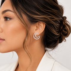 Natural Diamond Sunburst Hoop Earrings | 2.03 CTW | 18K White Gold