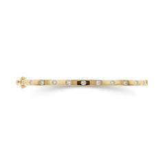 Solid Gold Natural Round Brilliant Diamond Flush-Set Hinge Bangle (3mm)