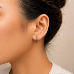 14mm Natural Diamond Inside-Out Huggie Hoop Earrings | Solid 18K Gold | Black Ruthenium Finish