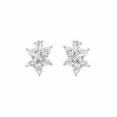 2.31 CTW Natural Pear Diamond Cluster Earrings in 18K White Gold