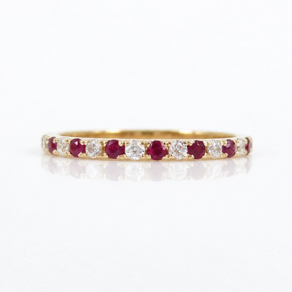 Natural Ruby & Diamond Eternity Band in 18K Gold – 1.6mm