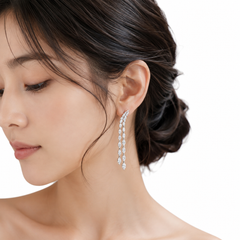 2.94 Carat Natural Marquise Diamond Drop Earrings in 18K White Gold