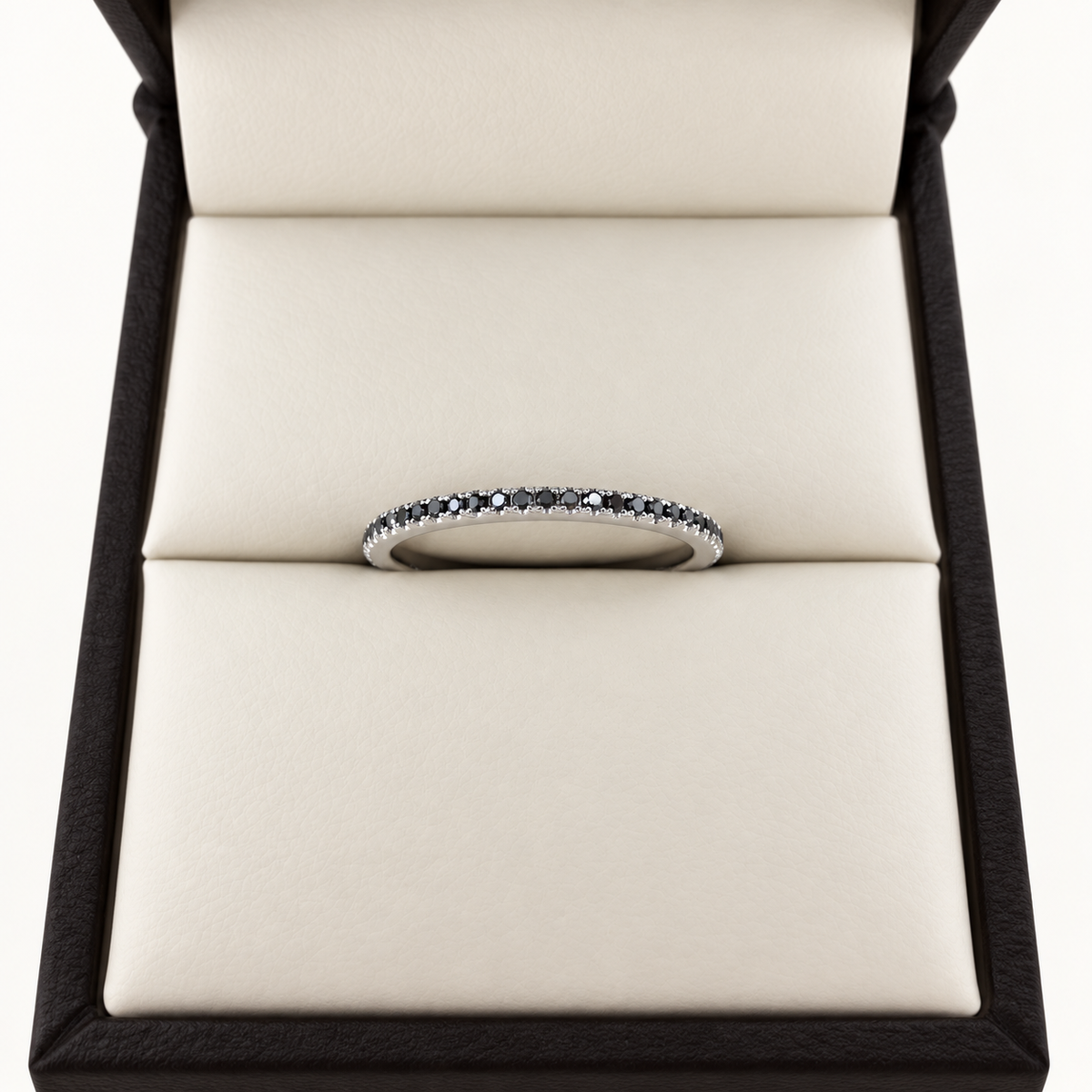 18K White Gold Black Diamond Micro-Pavé Full Eternity Band