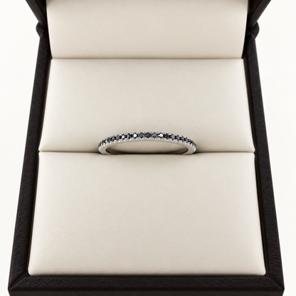 18K White Gold Black Diamond Micro-Pavé Full Eternity Band