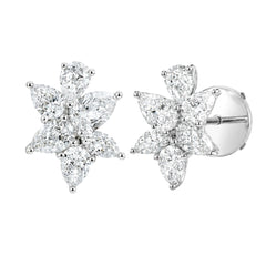 2.31 CTW Natural Pear Diamond Cluster Earrings in 18K White Gold