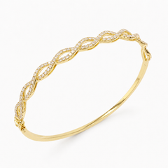 18K Rose Gold Twisted Diamond Bangle (Natural Diamonds)