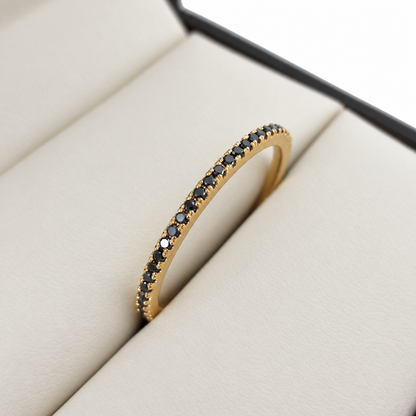 18K Gold Black Diamond Micro-Pavé Full Eternity Band