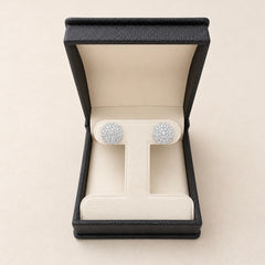 18K White Gold 1.03 Carat G VS Natural Diamond Scalloped Floral Stud Earrings (11mm)