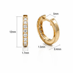 Natural Diamond 12mm Huggie Hoop Earrings | 14K or 18K Solid Gold | G/VS Diamonds