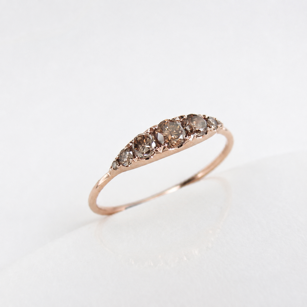 The Arc Champagne Diamond Ring | Solid 14K or 18K Gold Scalloped Band
