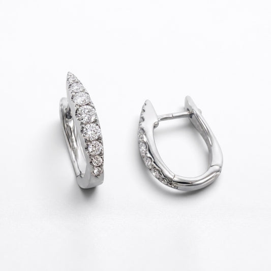 15mm Graduated Natural Diamond Huggie Hoops – White Gold