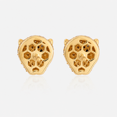 14K Gold Pavé Diamond Panther Stud Earrings