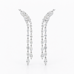 2.94 Carat Natural Marquise Diamond Drop Earrings in 18K White Gold
