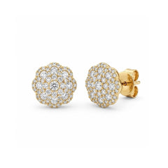 18K White Gold 1.03 Carat G VS Natural Diamond Scalloped Floral Stud Earrings (11mm)