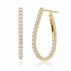 Natural Diamond 18K White Gold 0.85ctw Inside-Out Teardrop Hoop Earrings