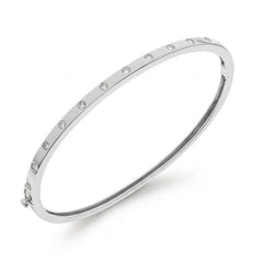 Solid Gold Natural Round Brilliant Diamond Flush-Set Hinge Bangle (3mm)