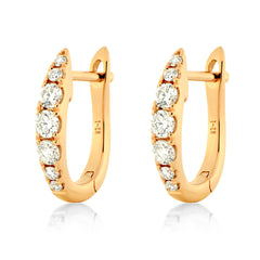 Graduated Natural Diamond Huggie Hoop Earrings | 14K & 18K Gold | 15mm 0.40 CTW