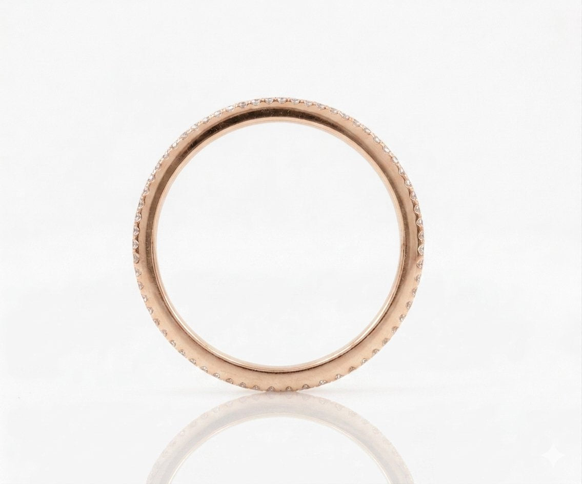 Thin Micro Pave Diamond Eternity Wedding Band