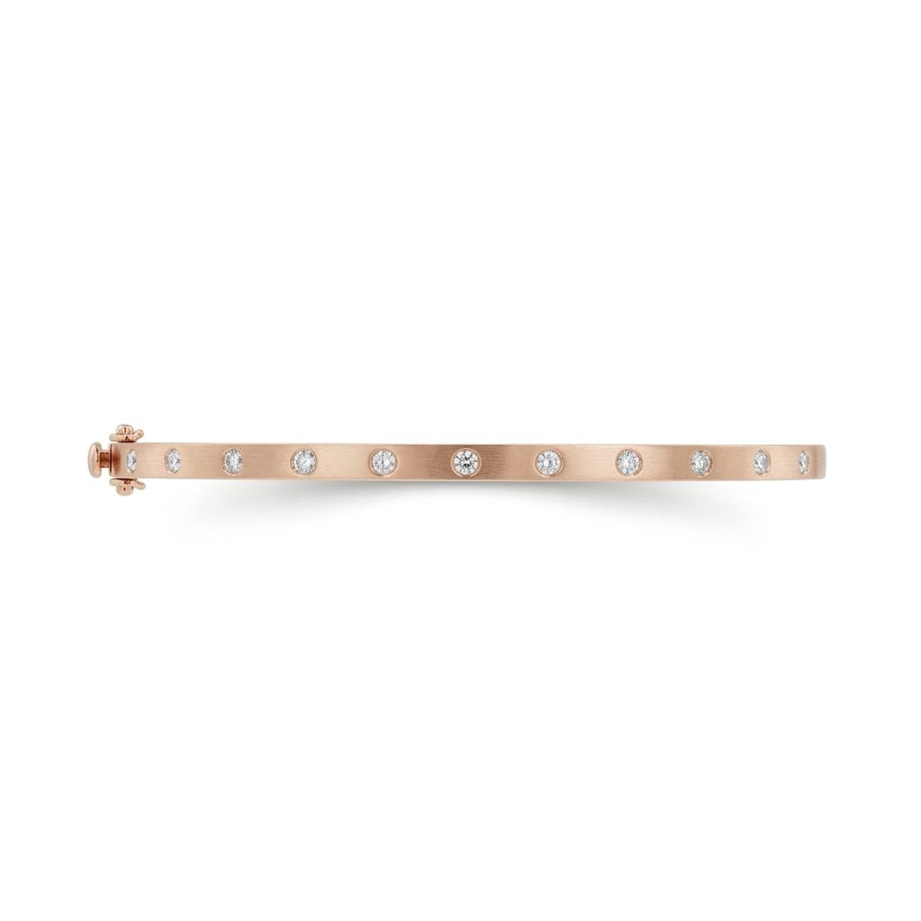 Solid Gold Natural Round Brilliant Diamond Flush-Set Hinge Bangle (3mm)
