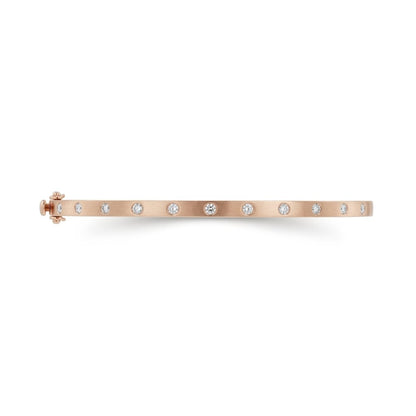 Solid Gold Natural Round Brilliant Diamond Flush-Set Hinge Bangle (3mm)