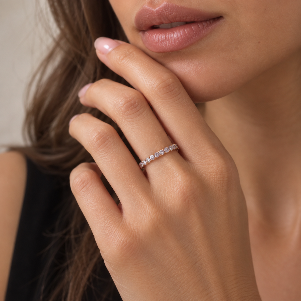 18K Rose Gold Light Pink Diamond Eternity Band (0.46ctw)